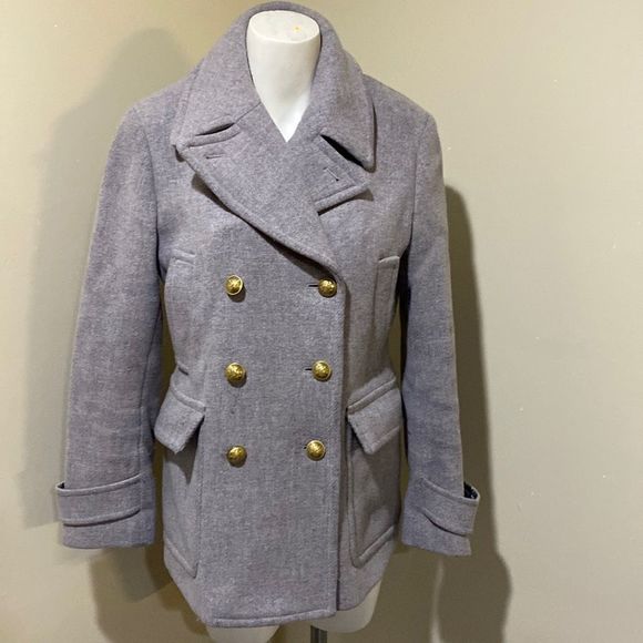 J. Crew Gray stadium Cloth Nello Gori Pea Coat Jacket Coat sz 8